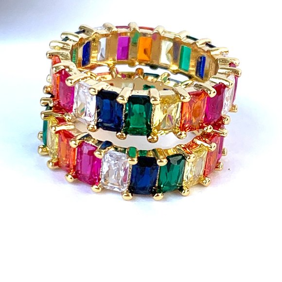 NEW~ Anthropologie Rainbow Colorful Gemstone Statement Ring - Picture 2 of 9